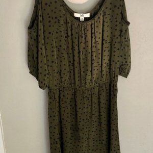 Ya Los Angeles army green exposed shoulder dress